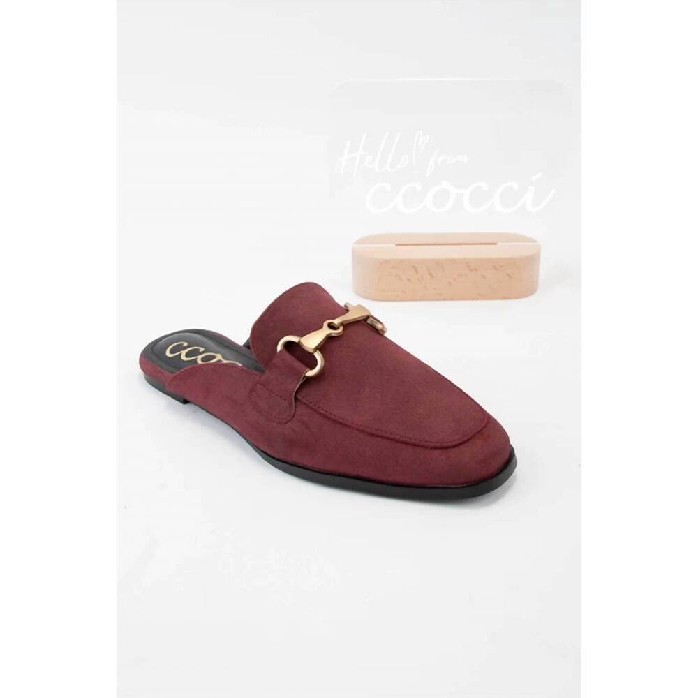 NEW CCOCCI women's eileen slip-on mule flats in wine